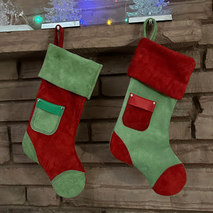 
                  
                    Load image into Gallery viewer, NVP North View Products® Leather Christmas Stockings Green Stocking
                  
                