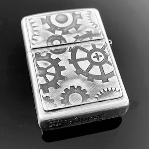 
                  
                    Load image into Gallery viewer, NVP Sterling Silver Geared Zippo
                  
                