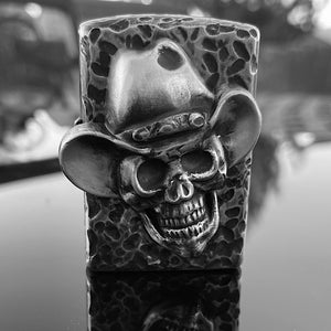
                  
                    Load image into Gallery viewer, NVP Sterling Silver Cowboy Skull Zippo
                  
                