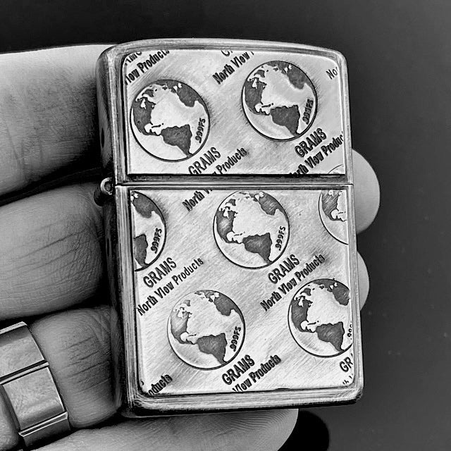 
                  
                    Load image into Gallery viewer, NVP Sterling Silver World Gramsy Zippo
                  
                